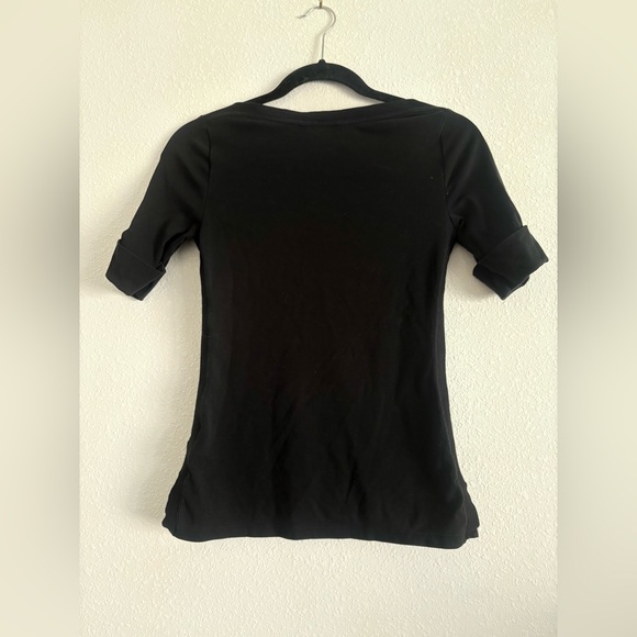 Lauren Ralph Lauren Boat Neck Short Sleeve Cotton Blend Knit Top Black Size XS - Picture 4 of 5